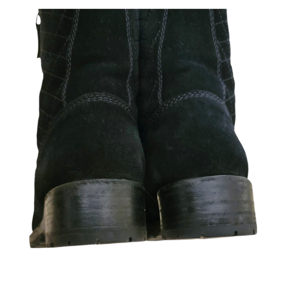 Chanel Quilted Suede CC Logo Combat Boots Black Moto Lace Up G29324 IT 37 6 6.5 - Picture 11 of 16